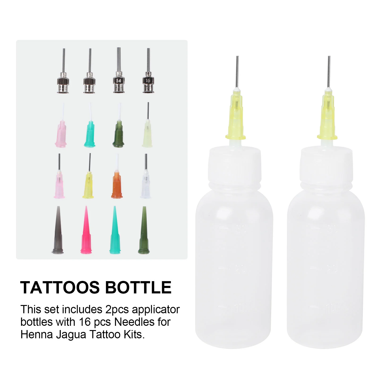 18 Pcs Needle Tip Glue Bottle Tattoo Ink Pigment Bottles Squeeze Applicator Tips Body Drawing Portable Tattoos Suite