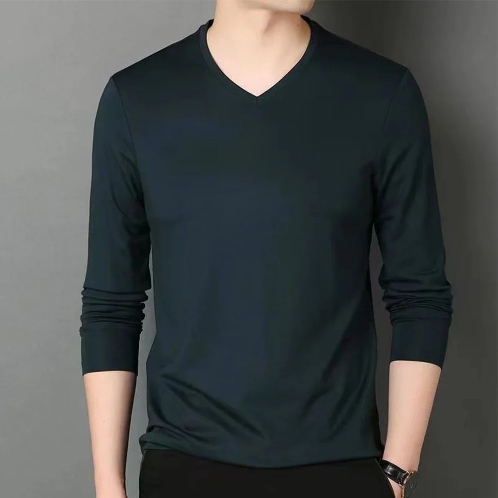 Winter Thermal Underwear Shirt Men Casual Slim Fit V Neck Long Sleeve T-Shirt Muscle Workout Tee Top Autumn Thermo Clothing