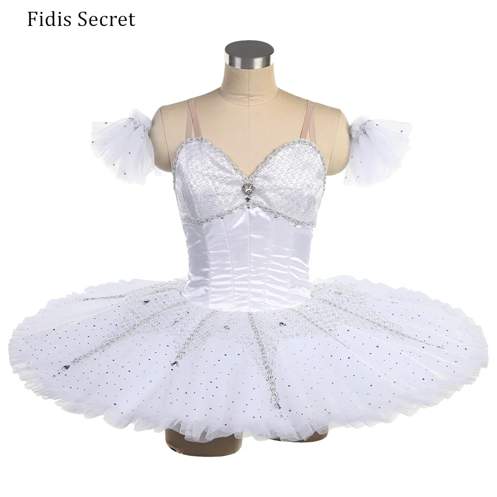 

Women Classical Professional Pancake Ballet Tutu Costumes,Girls Ballerina Swan White Dance Performance Competition Stage Wear