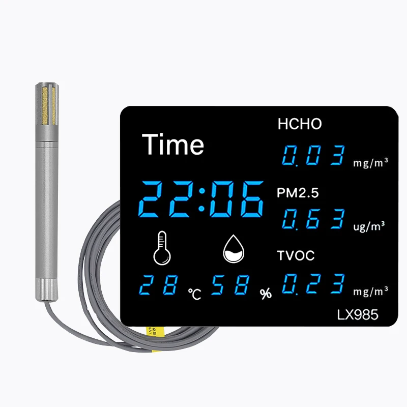 2021 new LED digital external high temperature resistant metal probe detect air PM2.5 quality outdoor thermometer and hygrometer