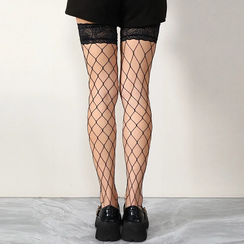 Kave Overknee Long Socks Women Black Sexy Hollow Out Fishnet Sweet Girls Lolita Bowknot Thigh High Fishnet Stockings Gothic