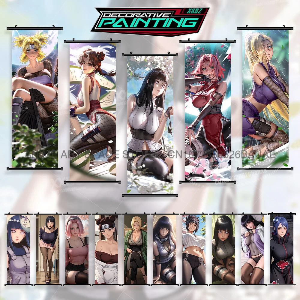 

Hot Blooded Anime Naruto Poster Sexy Girl Figures Hyuga Hinata Wall Art Scrolls Picture Canvas Print Home Decor Hanging Painting