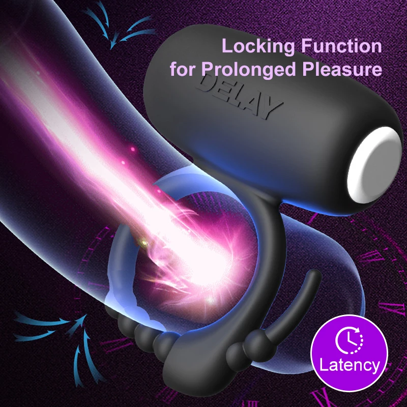 Регулируемое вибрирующее кольцо на член для мужчин, кольцо на пенис с задержкой эякуляции, игрушка с двойной стимуляцией для задержки и улучшения удовольствия