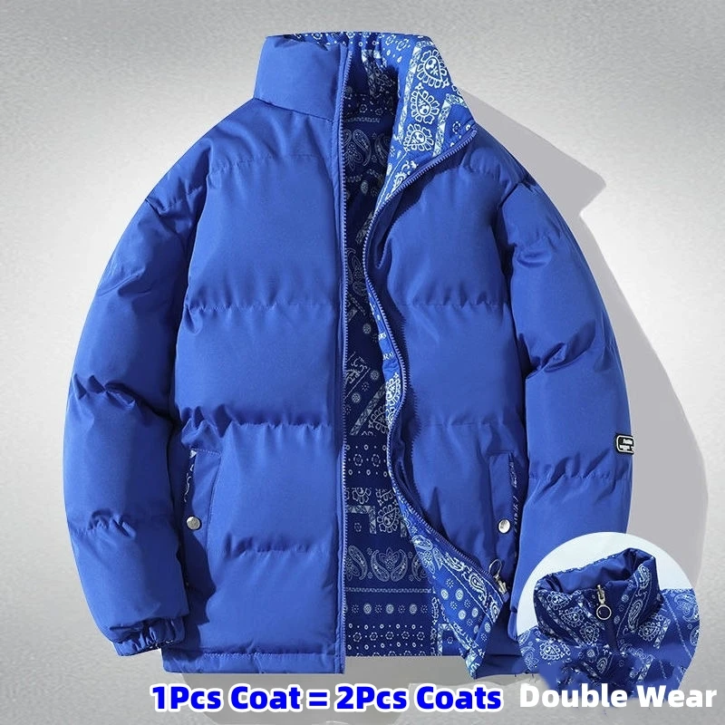 سترات شتوية للأزواج ملابس مزدوجة الجوانب معطف عيد الحب للشباب سترات واقية دافئة للجنسين سترة مبطنة بالقطن