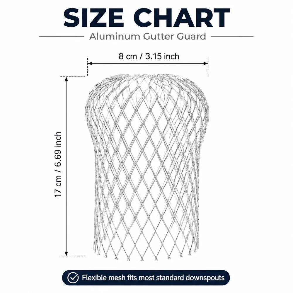 Roof Gutter Leaf Guard Metal Filter Mesh Drain Pipe Cover for Preventing Debris Buildup in Downpipe Rainwater Systems - view 6
