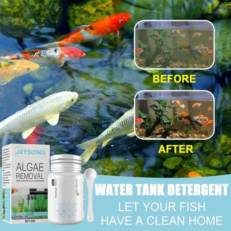 50g High Efficiency Algaecide Algae Moss Reduce Control Water Purification Fish Tank Moss Remover Aquarium Algae Removal Powder