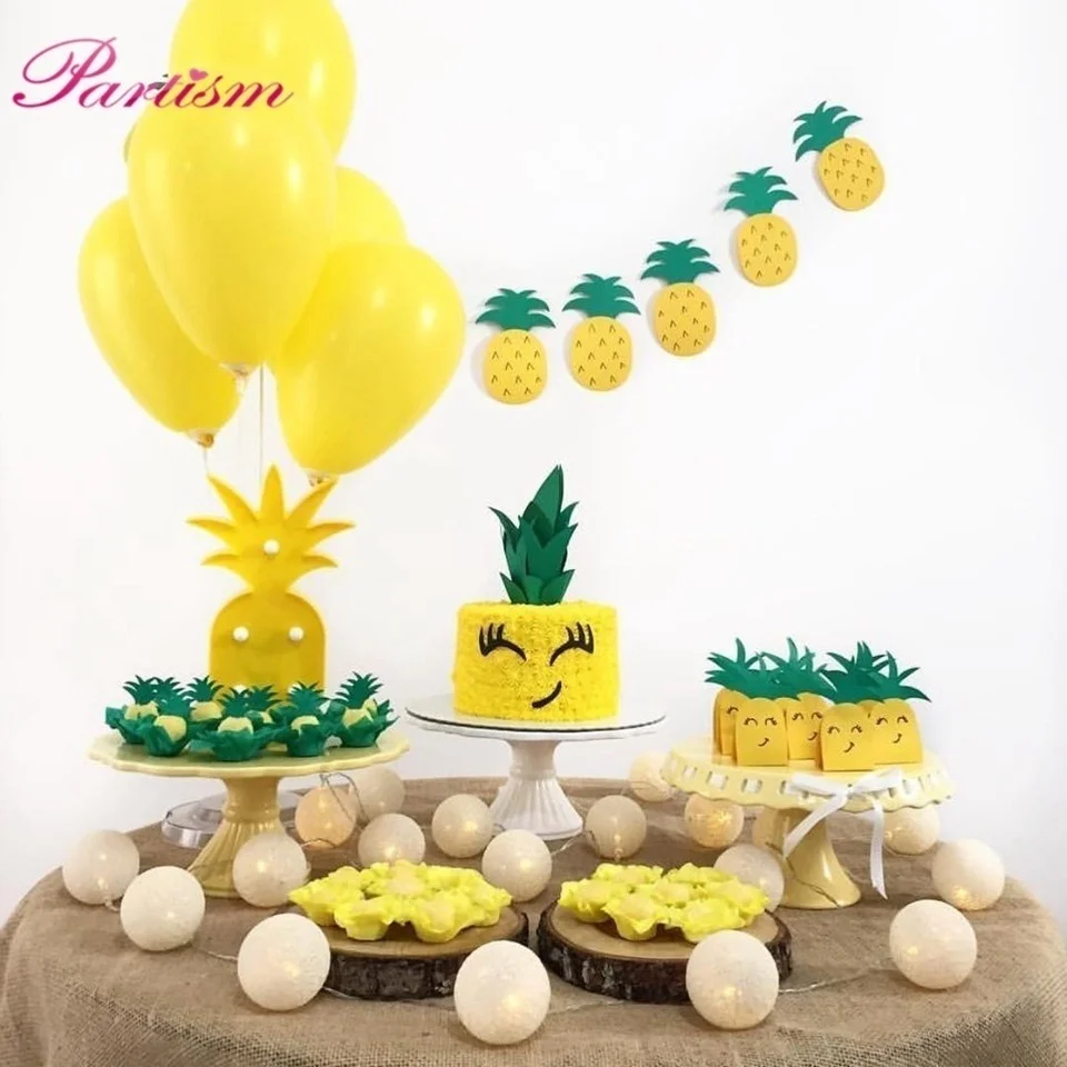 1Set Pineapple Flamingo Honeycomb Cake Toppers Paper Straws Kids Birhtday Party Decoration Summer Pool Party Hainging Ornaments