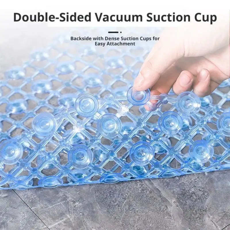 Suction Cup Anti-Slip Bath Mat Non-Slip Shower Floor Pad with Drainage Holes for Bathroom Hotel ﻿
