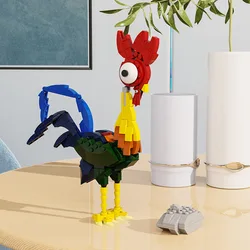 New in Animal Toys Moanaes Heihei Pet Pig Chicken Building Blocks Set Anime Figure Big Rooster Model Creative Kids Holiday Gifts