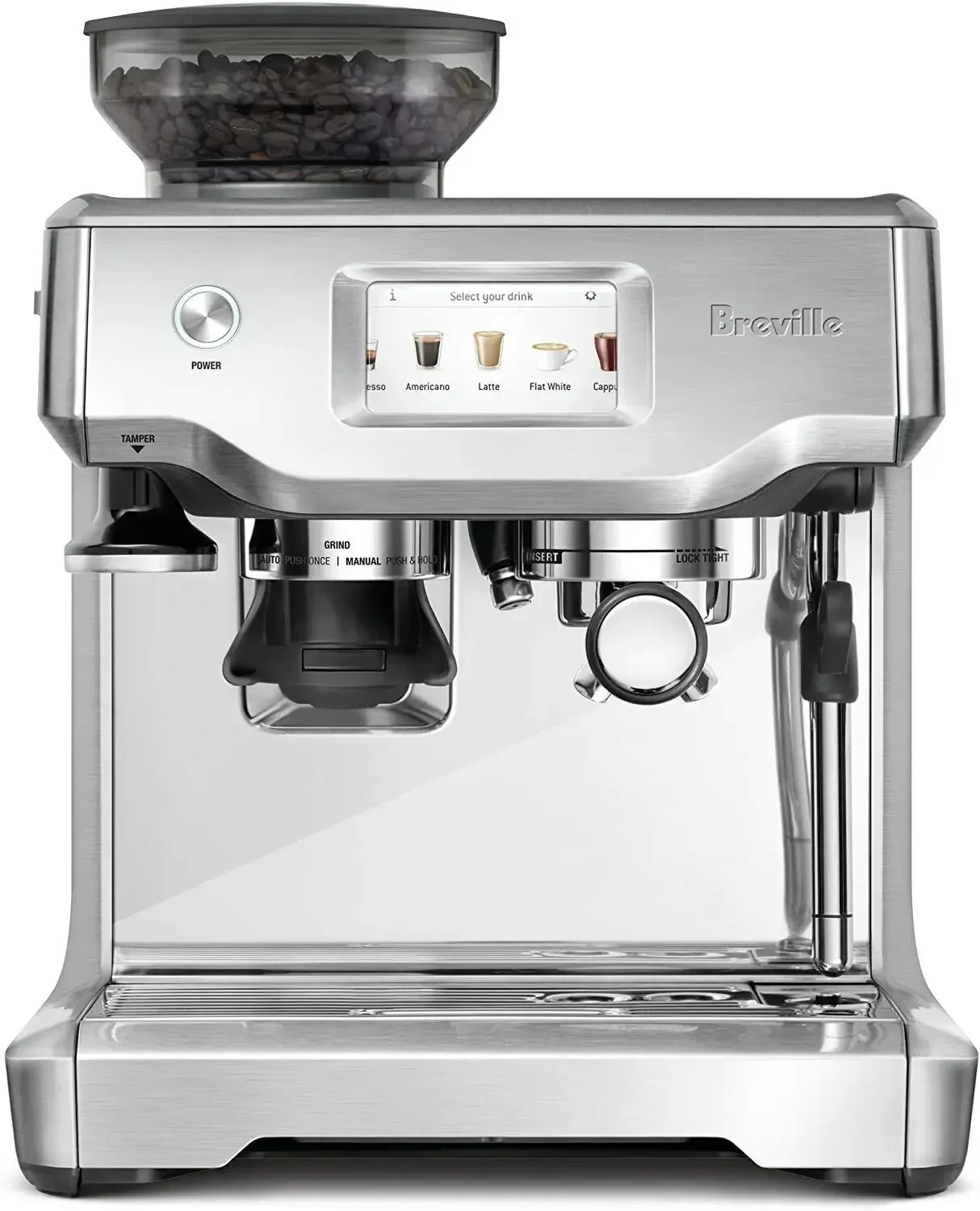 

Летняя скидка 50% Лидер продаж для Breville BES880BSS, эспрессо-машина для бариста Touch, Матовая нержавеющая сталь