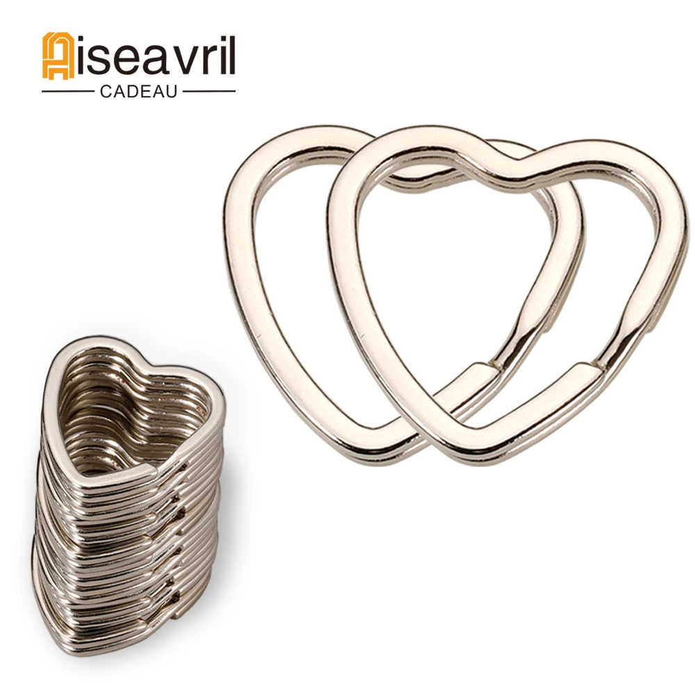 3/5/10pc Polished Silver Keyring Stainless Steel Hole Key Ring Heart Key Chain Rhodium Plated Round Split Keychain DIY Wholesale