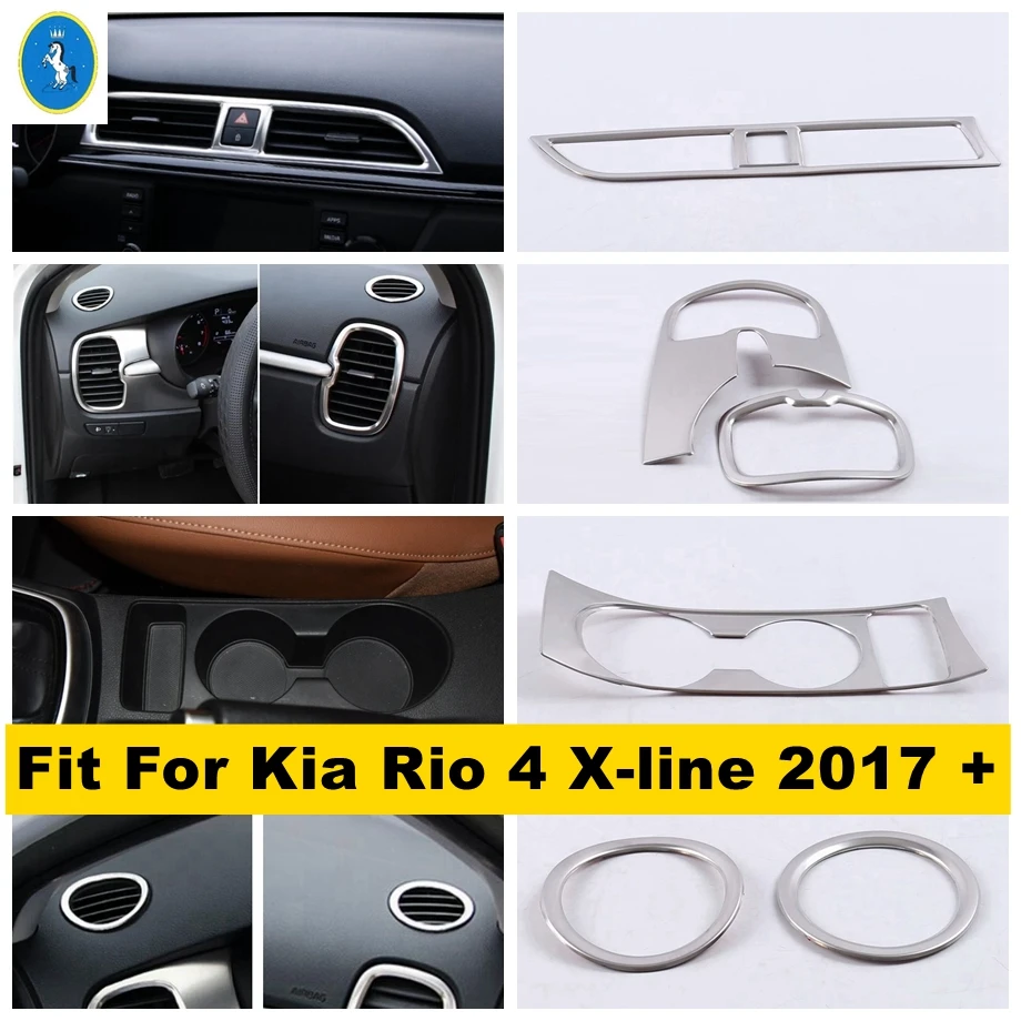 

Auto Dashboard Air AC Outlet Vent Frame Ring / Water Cup Holder Panel Cover Trim Accessories For Kia Rio 4 X-line 2017 - 2020