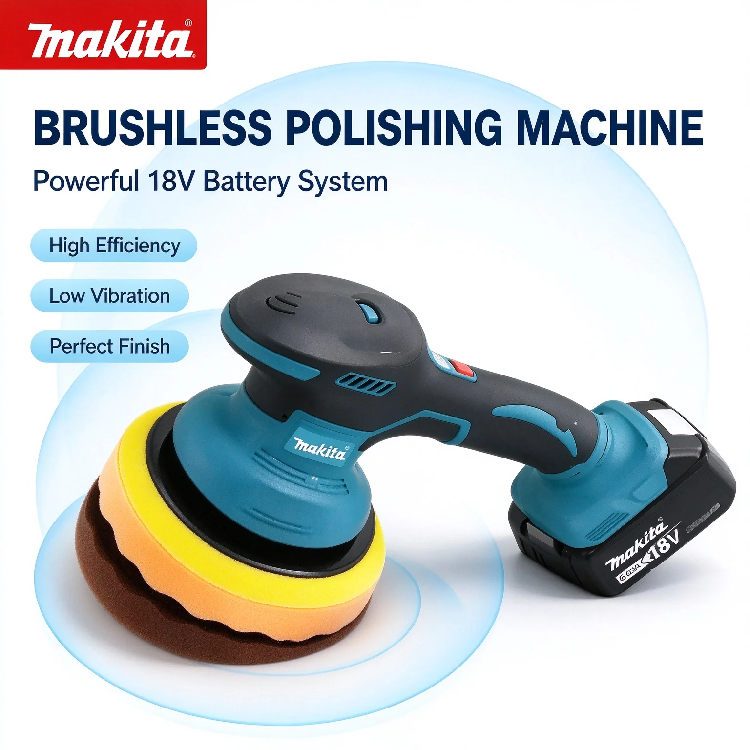 Makita Brushless Cordless Car Polisher 8 Variable Speed Waxing Buffer For 18V Battery Auto Paint Scratch Remover Polishing Tool