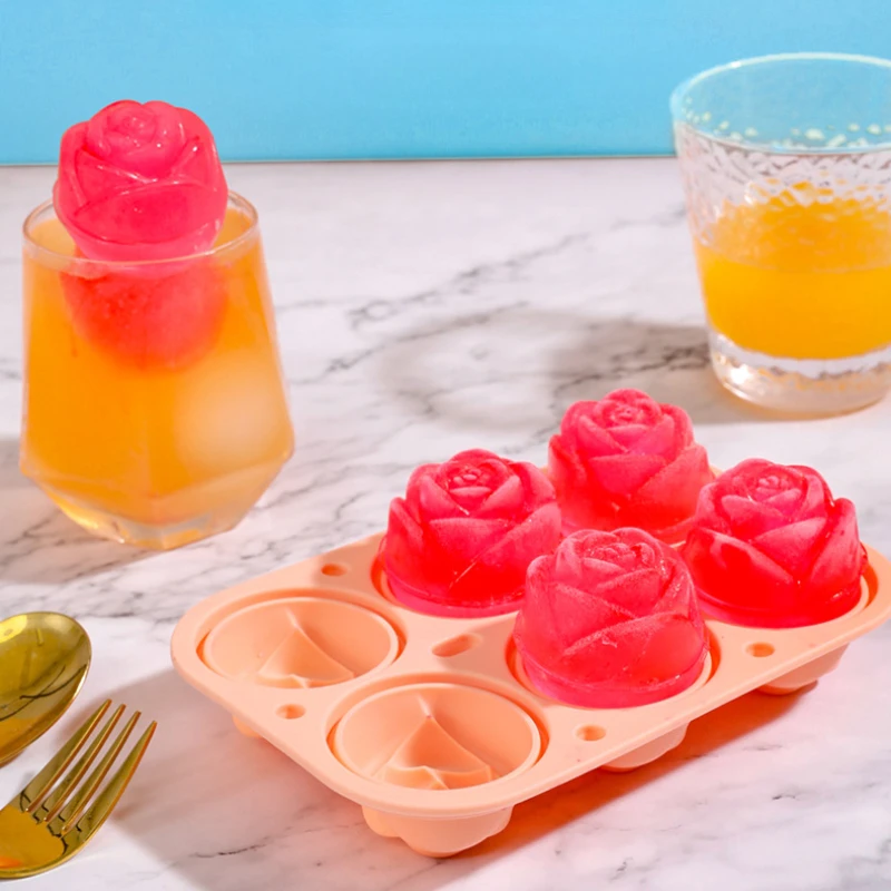 

1 шт. форма для мороженого 6-в-ряд лоток для льда с розой без воронки и пряжки для предотвращения утечек силиконовая форма домашние кухонные инструменты