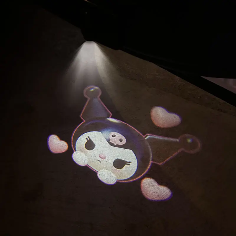 Sanrio Car Projector Light Welcome Light Ambient Light Sensor Door Light Hd Cartoon Hello Kitty Car Decorative Accessories