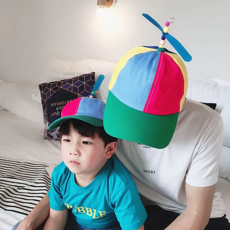 Size S&L Propeller Hat Baseball Cap for Men Women Boys Girls Detachable Helicopter Rainbow Top Hat