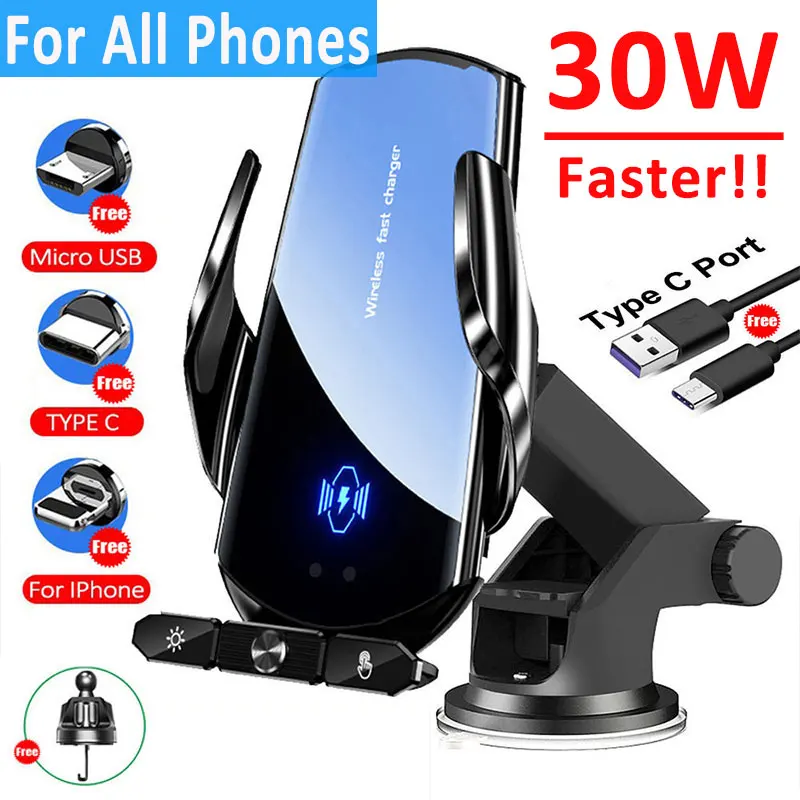 30W Car Wireless Charger Magnetic Fast Charging Station Air Vent Stand Car Phone Holder Mount For iPhone 14 13 12 Samsung Xiaomi