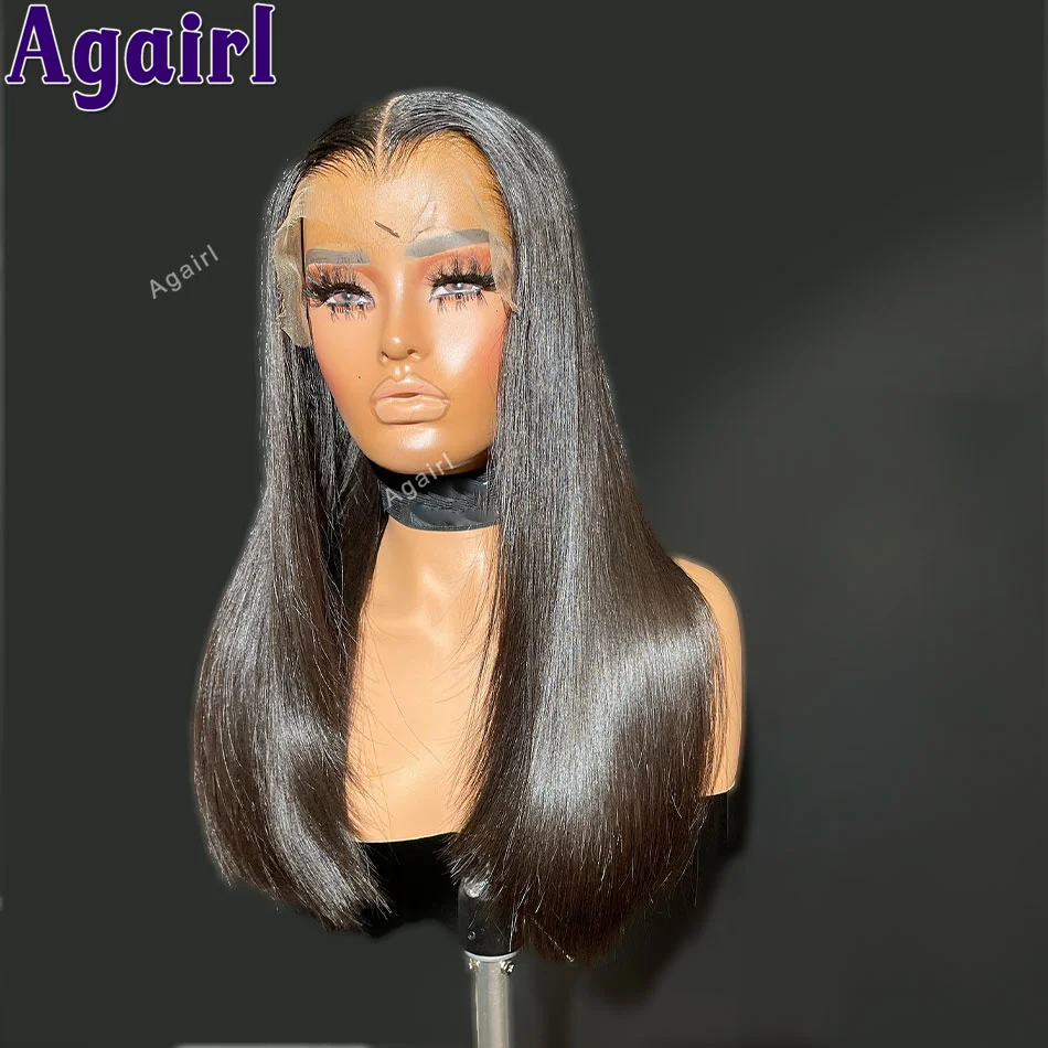 Wig rambut manusia renda Frontal 13x6 jahe coklat 6X4 Wig penutupan renda lurus transparan ketebalan 200 telah ditanami UNTUK WANITA HITAM