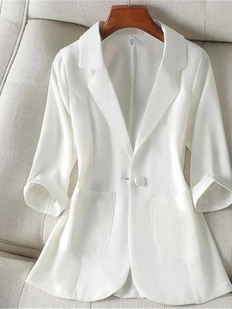 

Ele Thin Suit Jaet ort Sle Spring Summer New Korean Version Casual Slimming Women's Top Cleanfit Design Office Wear