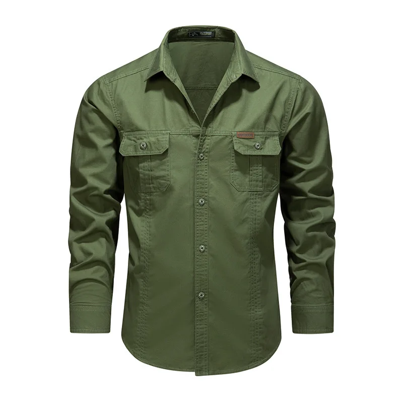 2025 primavera outono tendência americana vintage não-ferro algodão camisas de carga para homem, solto versátil gang bonito camisa masculina/camisa