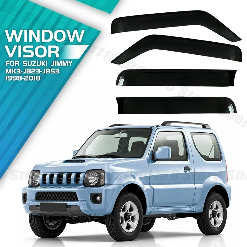 Window Visors for Suzuki Jimmy 1998-2018 2/4pcs Side Window Rain Guard Wind Deflector Weathershield Vent Visor for Car Windows