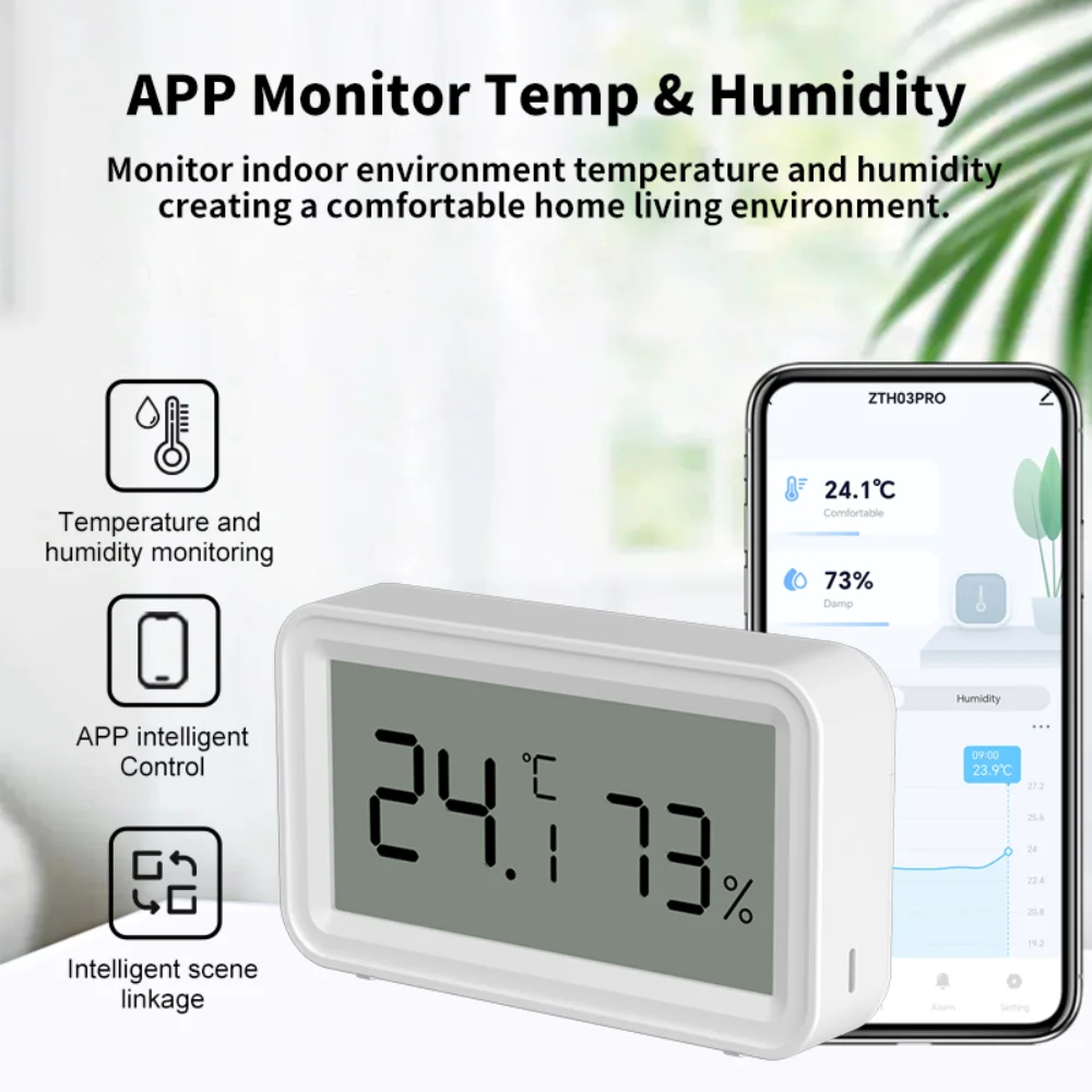 Tuya Smart Home Zigbee Temperature Humidity Sensor Smart Automation Remote Connect  APP Work with Alexa Google Home Assistant