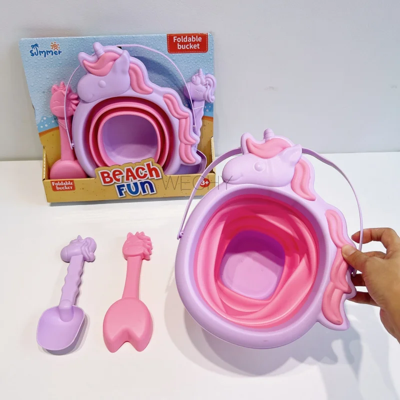 2025新しいソフトラバー2.5L折りたたみバケツポータブルハンドヘルド水バケツ屋外子供のシリコーンビーチおもちゃ