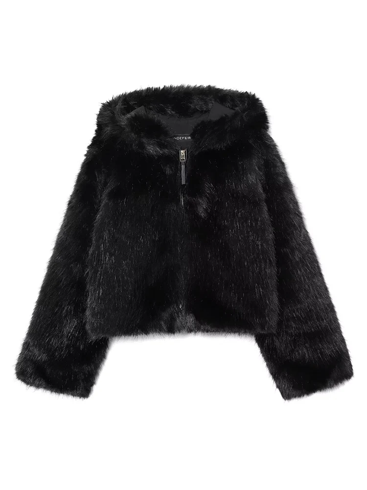 

Autumn New Women Winter Oversized Warm Hooded Coat Fashion Elegant Solid Shaggy Hairy Faux Fur Streetwear Women Casual Jacket