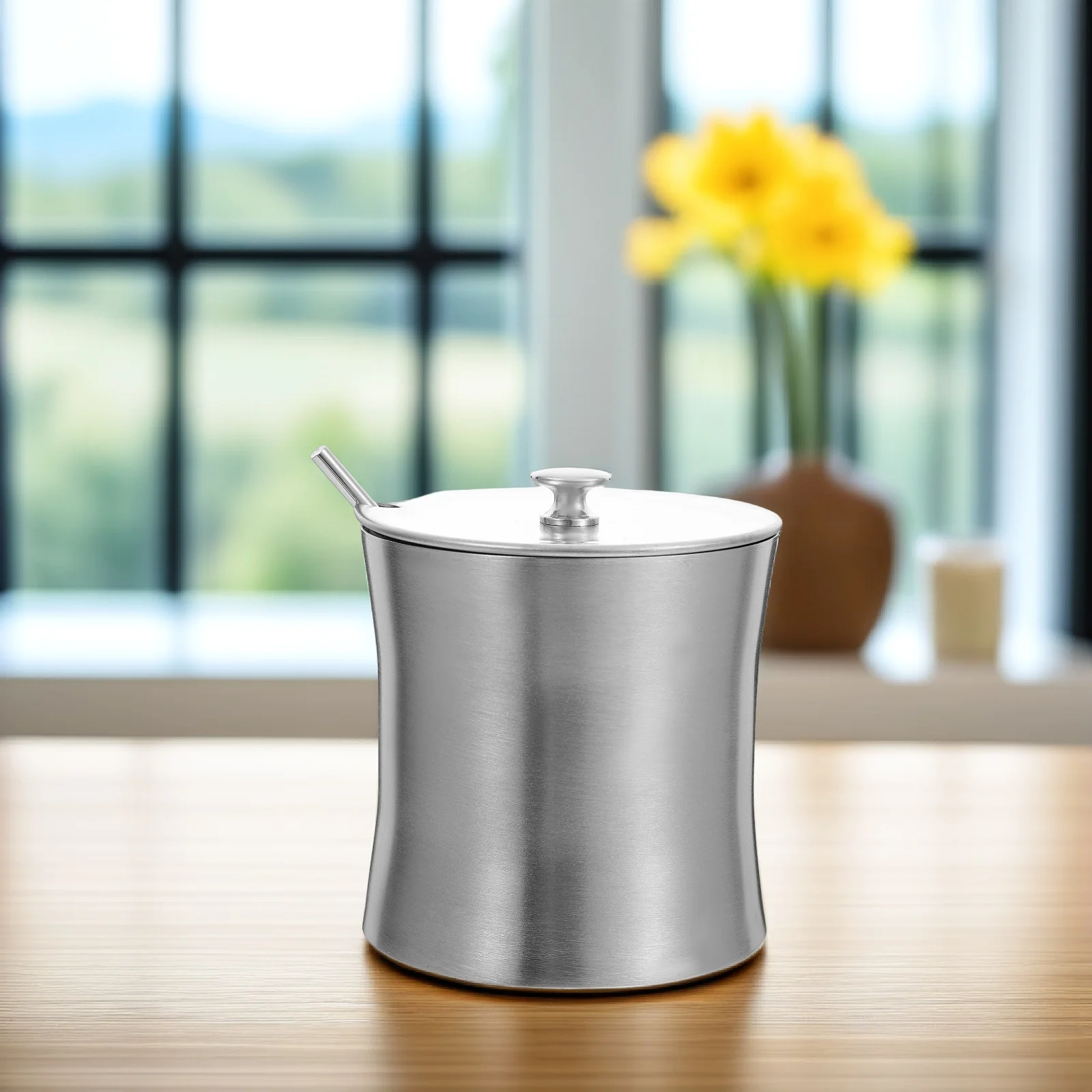 

Stainless Steel Waist-shaped Seasoning Jar Spice Salt Pepper Storage Pot Condiment Container Kitchen Serving Heat Resistant