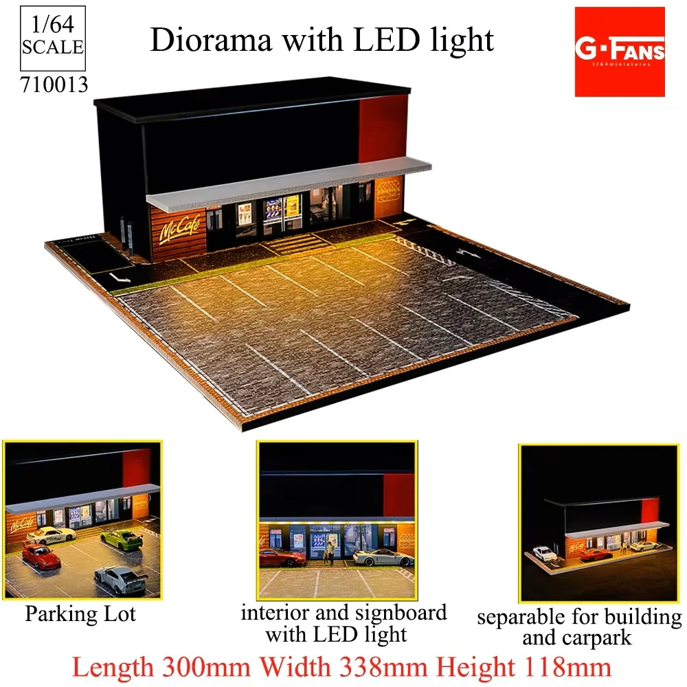 1:64 Maßstab Miniatur-Gebäudeszene Autoparkplatz-Modell Beleuchtete Version Autogarage Diorama-Modelle Simulationssammlung Geschenk