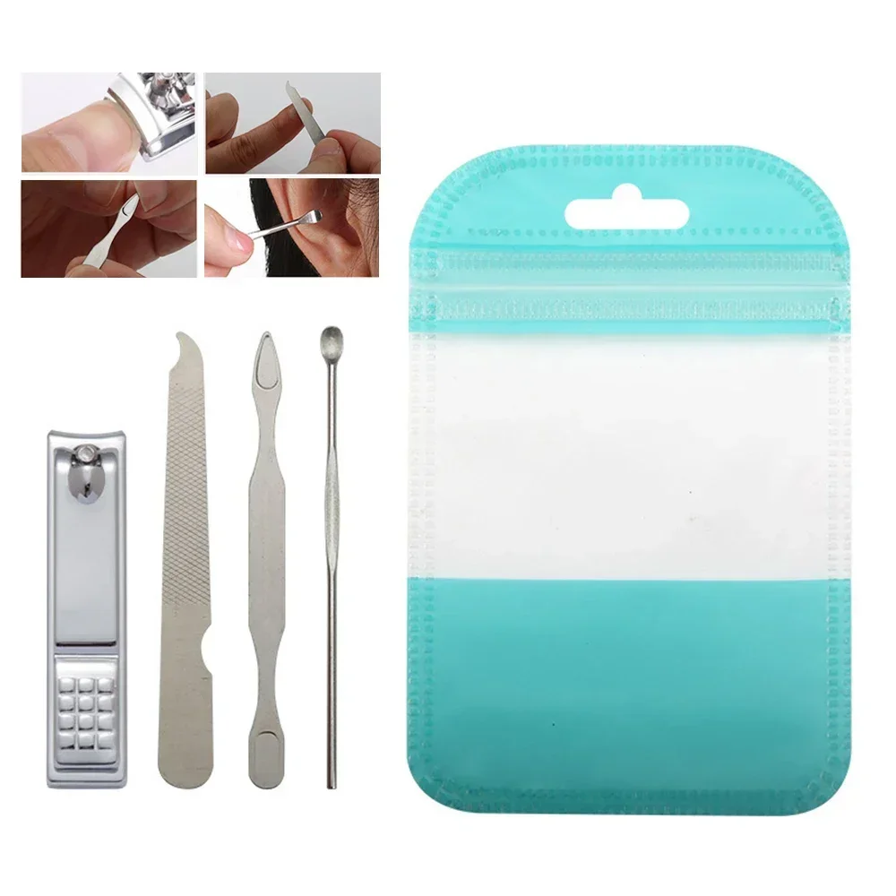 4Pcs/set Stainless Steel Nail Clipper Nail Files Ear Wax Picker Portable Nail Clipper Set Practical Fingernail Nipper Wholesale