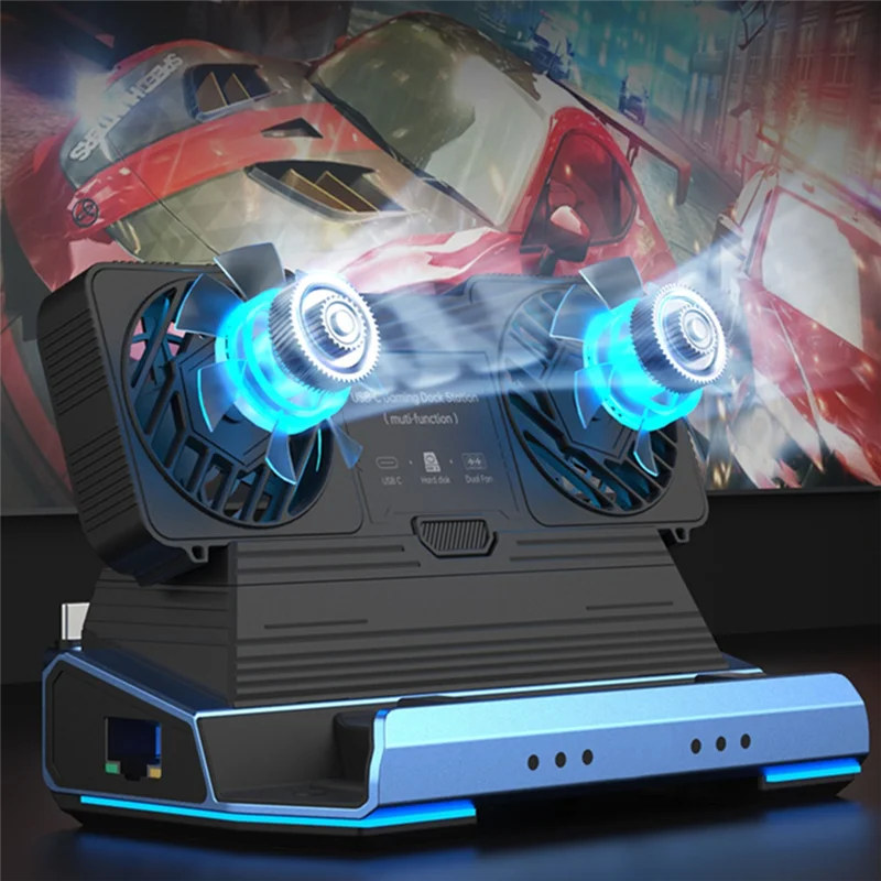 

Docking Station Dual Cooling Fan 4K@60Hz PD100W Gigabit Ethernet For Steam Deck OLED & ROG X And Legion Go-ABIU