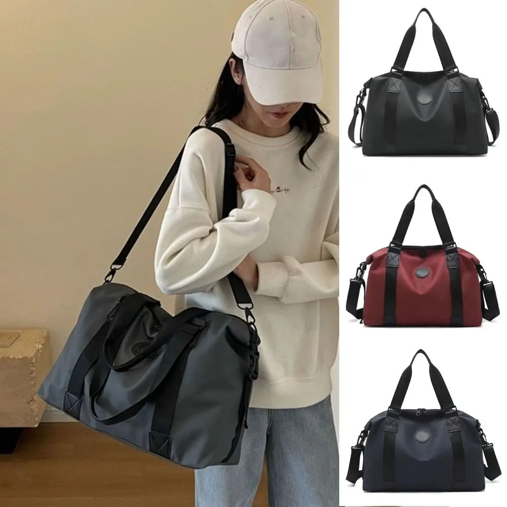 Large-Capacity Womens Travel Tote Bags Fashion Solid Color Gym Fitness HandBag with Zipper Overnight Bag Sports Shoulder Pack