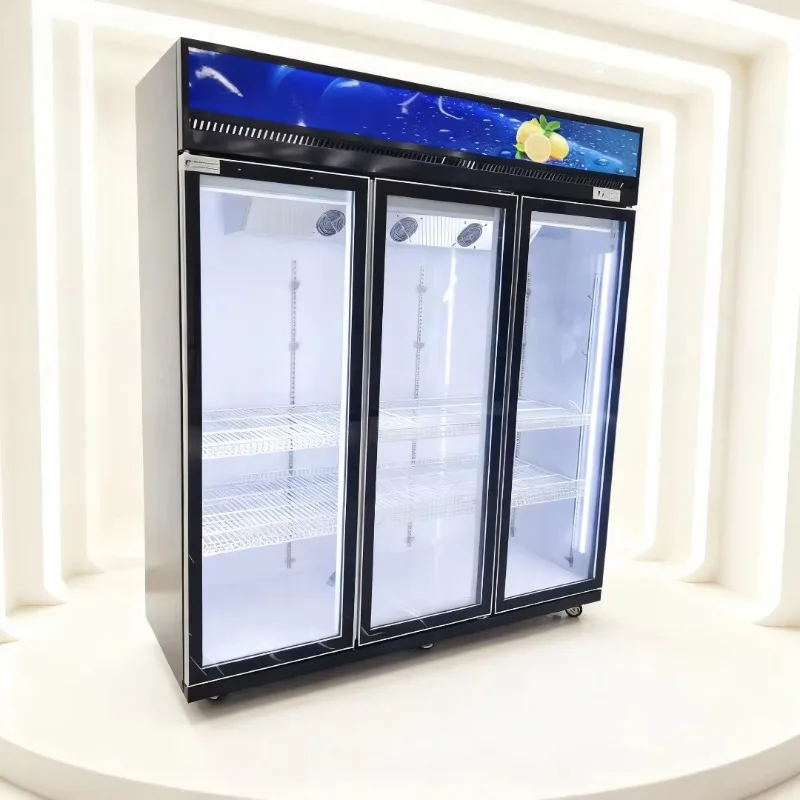 Convenience Store Commercial Beverage Refrigerated Display Cabinet Air Cooling Mechanical 2-Door Upright Refrigerator Customized