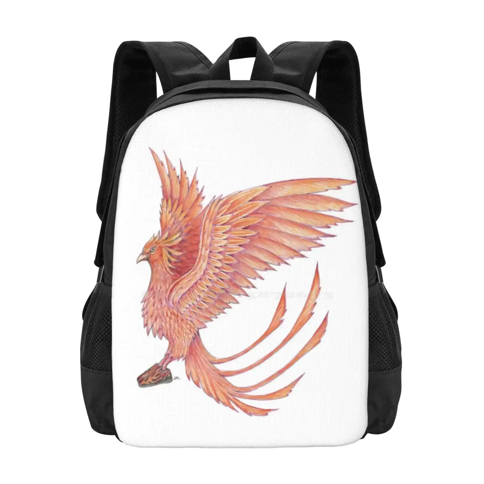 Phoenix In Flame Sneakers Hot Sale Schoolbag Backpack Fashion Bags Jim Sorensen Birds In Shoes Series