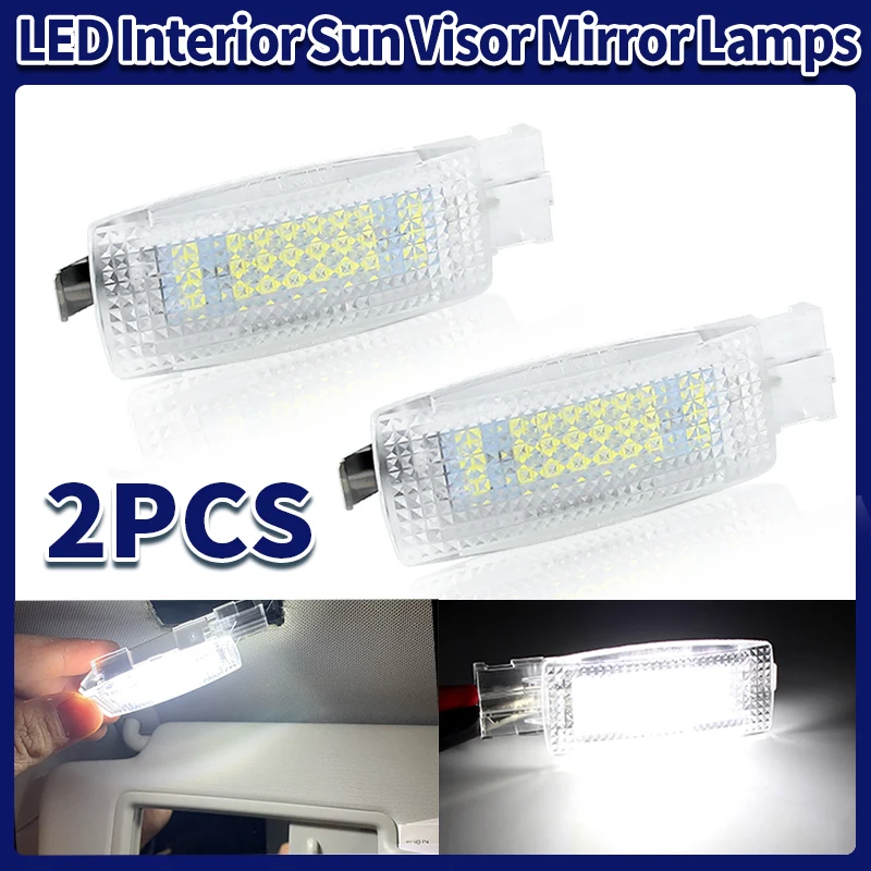 For VW Golf 4 5 6 7 Passat CC B5 B6 B7 Polo Tiguan Scirocco Jetta Toura LED Interior Sun Visor Vanity Mirror Lamps Reading Light