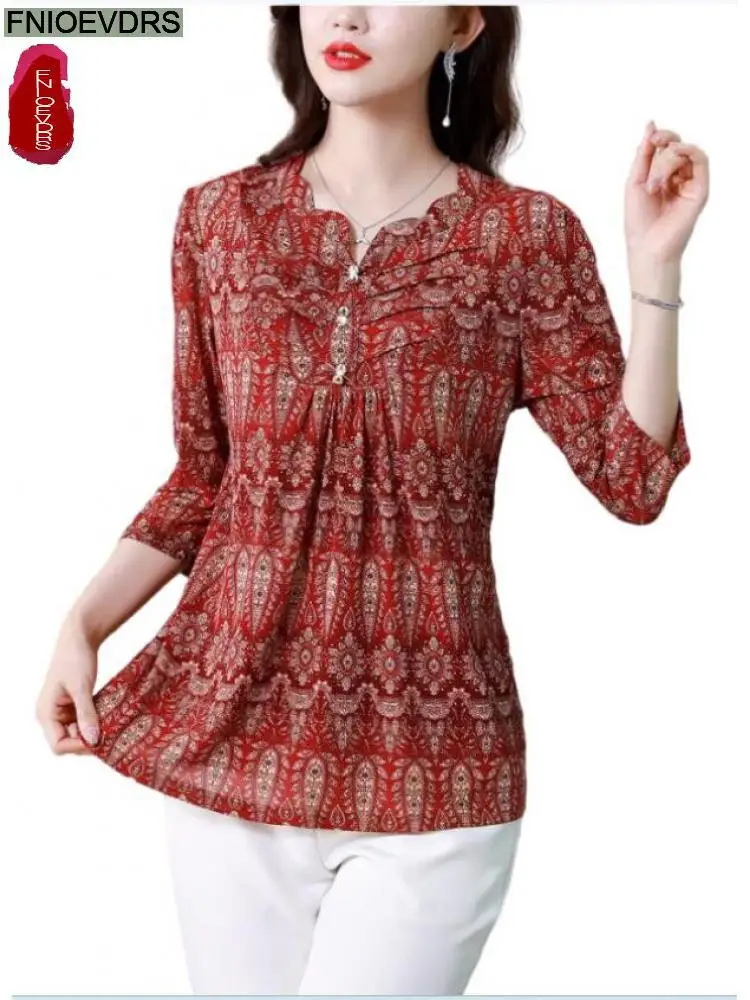 L-2XL 2023 Women Summer Hot Elegant Office Lady Work Button Shirt Casual Floral Print Tunic Peplum Tops And Blouses