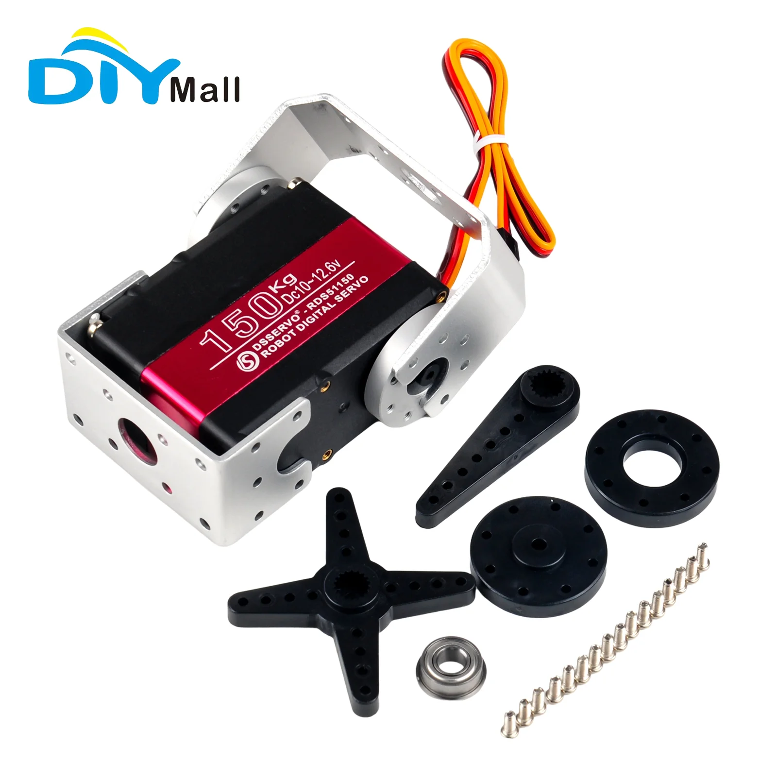 150KG 12V RDS51150 Double-Shaft Digital Metal Robotic Servo with U Mounting Bracket IP66 Waterproof 180 / 270 Degree