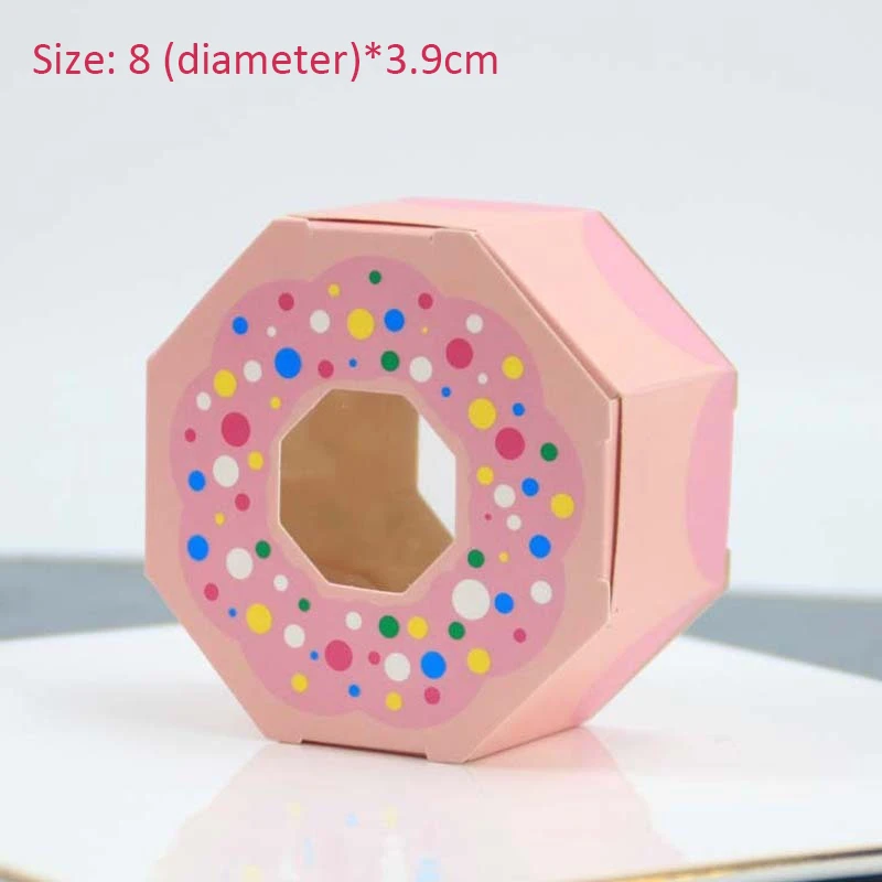 6PCS Donuts Gift Bags Candy Cookies Packaging Supplies DIY Kraft Paper Boxes Kids Gift Birthday Wedding Party Decoration