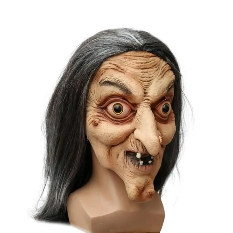 

Halloween Witch Masque Realistic Old Woman Face Halloween Party Prank Props Fancy Dress Cosplay Costume Party Costume For