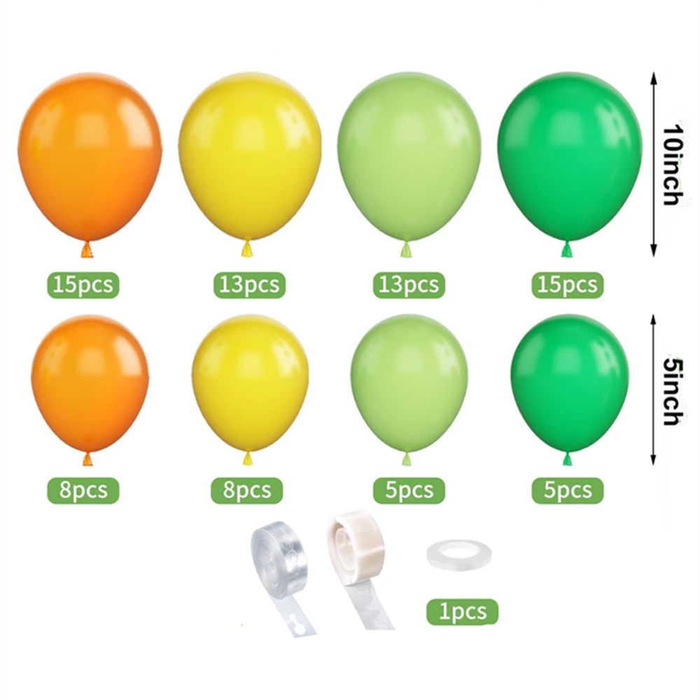 82 szt. Zielony żółty pomarańczowy lateksowy balon złoty łuk zestaw do dekoracji urodziny dziecka przyjęcia pod prysznic