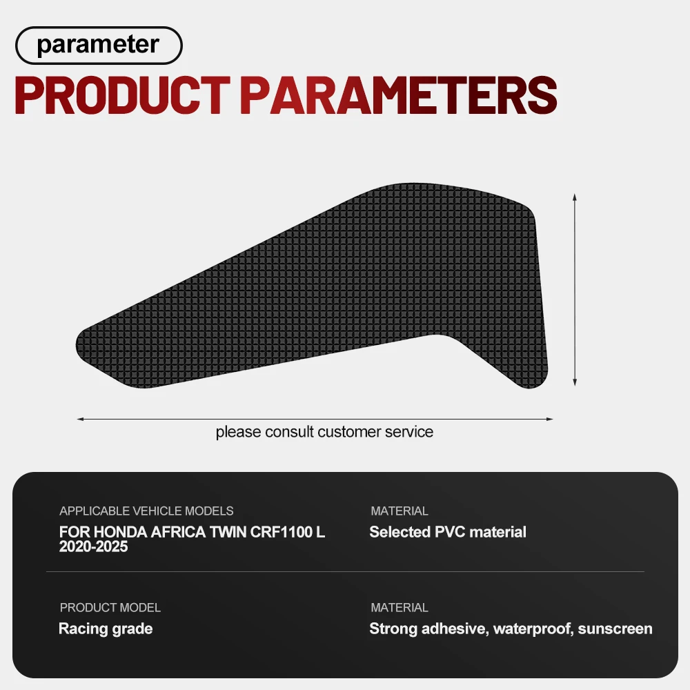 Fit For Honda Africa Twin CRF1100L 2020-2025 Silicone Anti-Slip Tank Traction Pad Side Grip Sticker Set