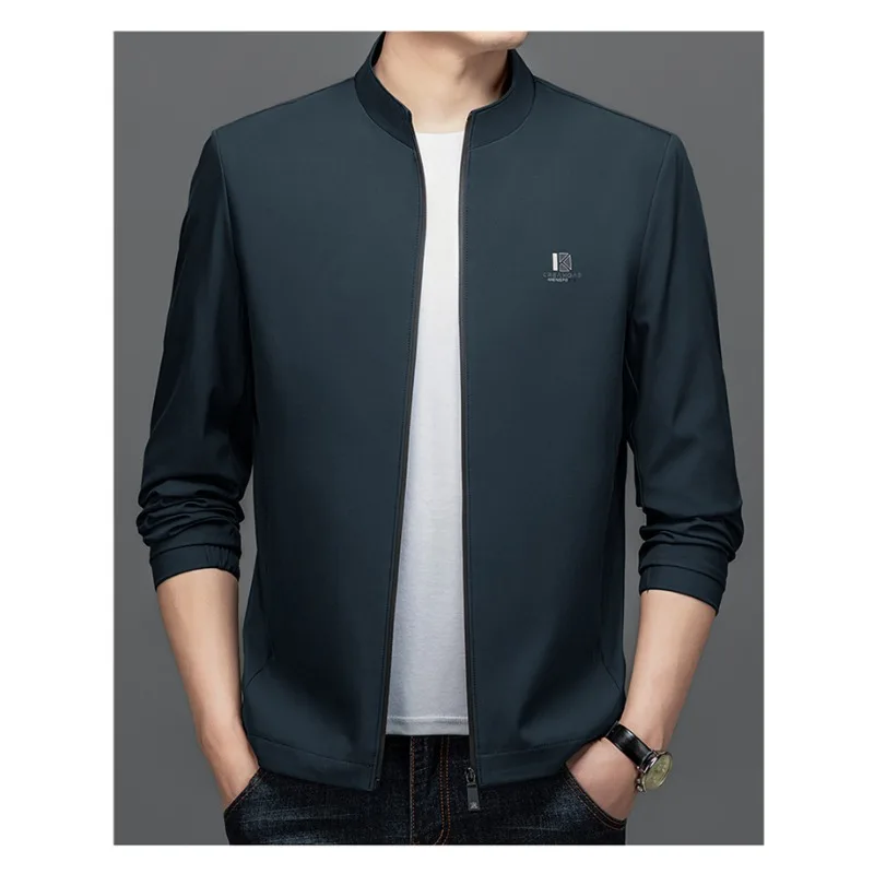New Men's Spring Autumn Business Jacket Casual Stand Collar Coat Comfortable Versatile Men Clothing Windproof Anti Wrinkle Top
