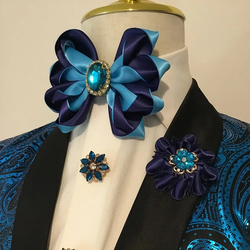 Оригинальный комплект брошей ручной работы с галстуками-бабочками, высококачественные аксессуары для классической рубашки, мужские свадебные воротники, комплекты карманных полотенец с цветочным корсажем