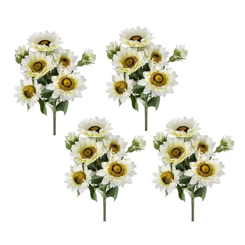 

Artificial Cream Sunflower Bushes 10.2x11x18.9in, 4 Pack