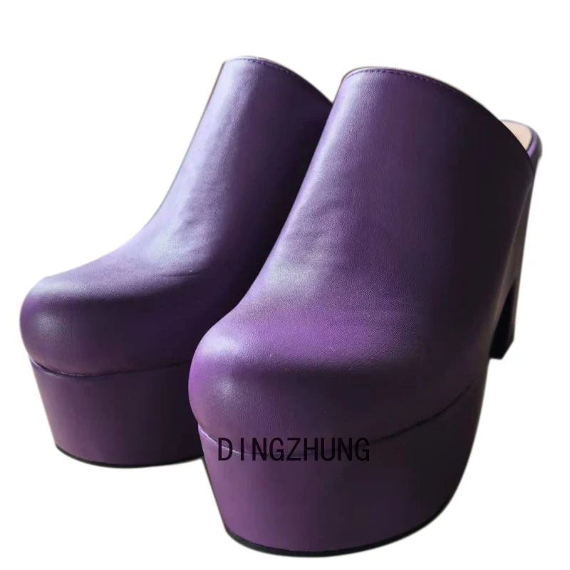 DIZHUANG shoes Fashionable women\'s high-heeled slippers. About 11cm heel height. Closed toe slippers. Strange Style slippers.