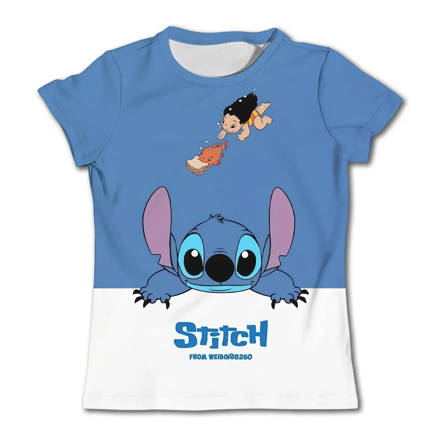 Miniso Cute Stitch T-shirts Child Girls T Shirt Kids Girl Clothes Tops Boy Short Sleeve Tees Children's Clothing Summer T-shirt