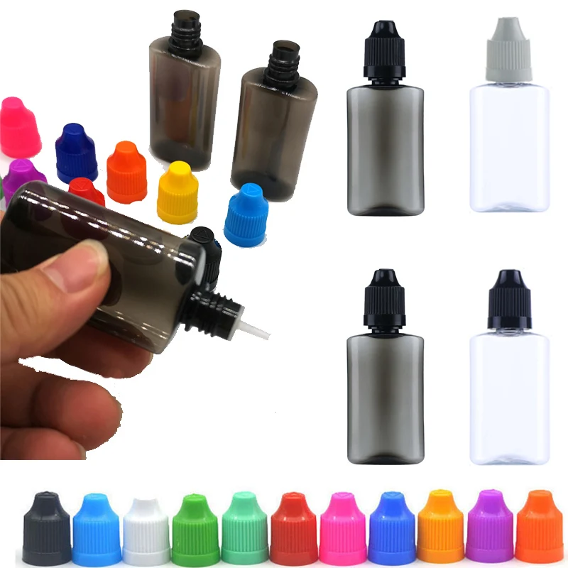 

10Pcs Portable 30ml Flat Shape PET Plastic Dropper Bottles Empty Liquid Eye Water Bottles W/ Long Tip Cap Juice Oil Containers