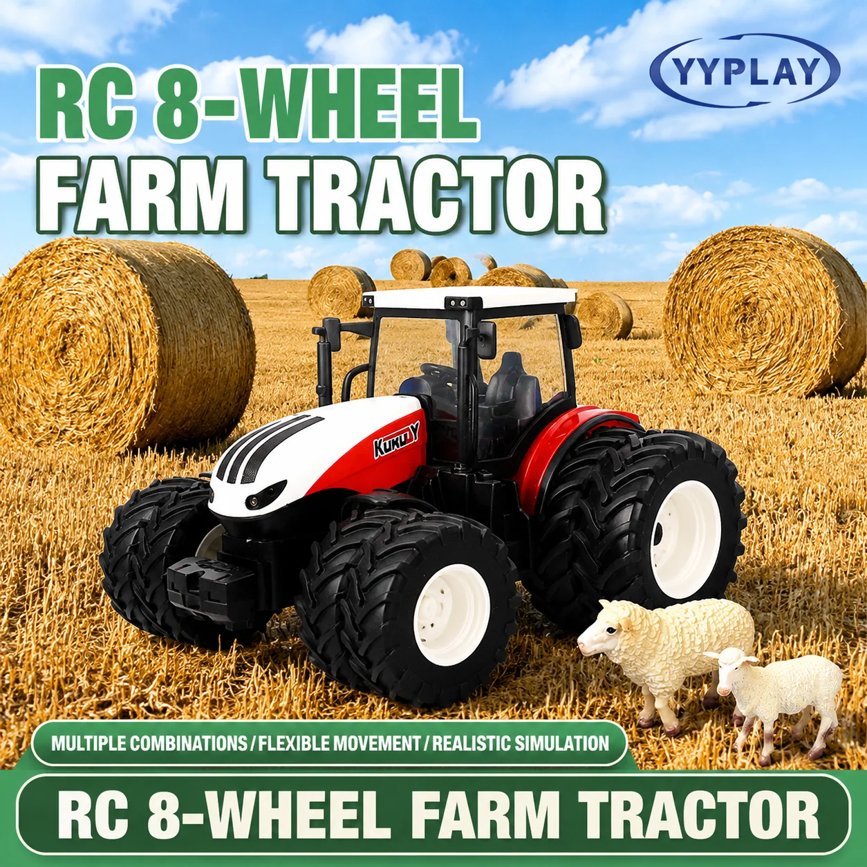 Large RC Farmer Engineering Truck 2.4G 6 Channel Remote Control Tractor Loader Electric Rechargeable Farm Vehicle Model