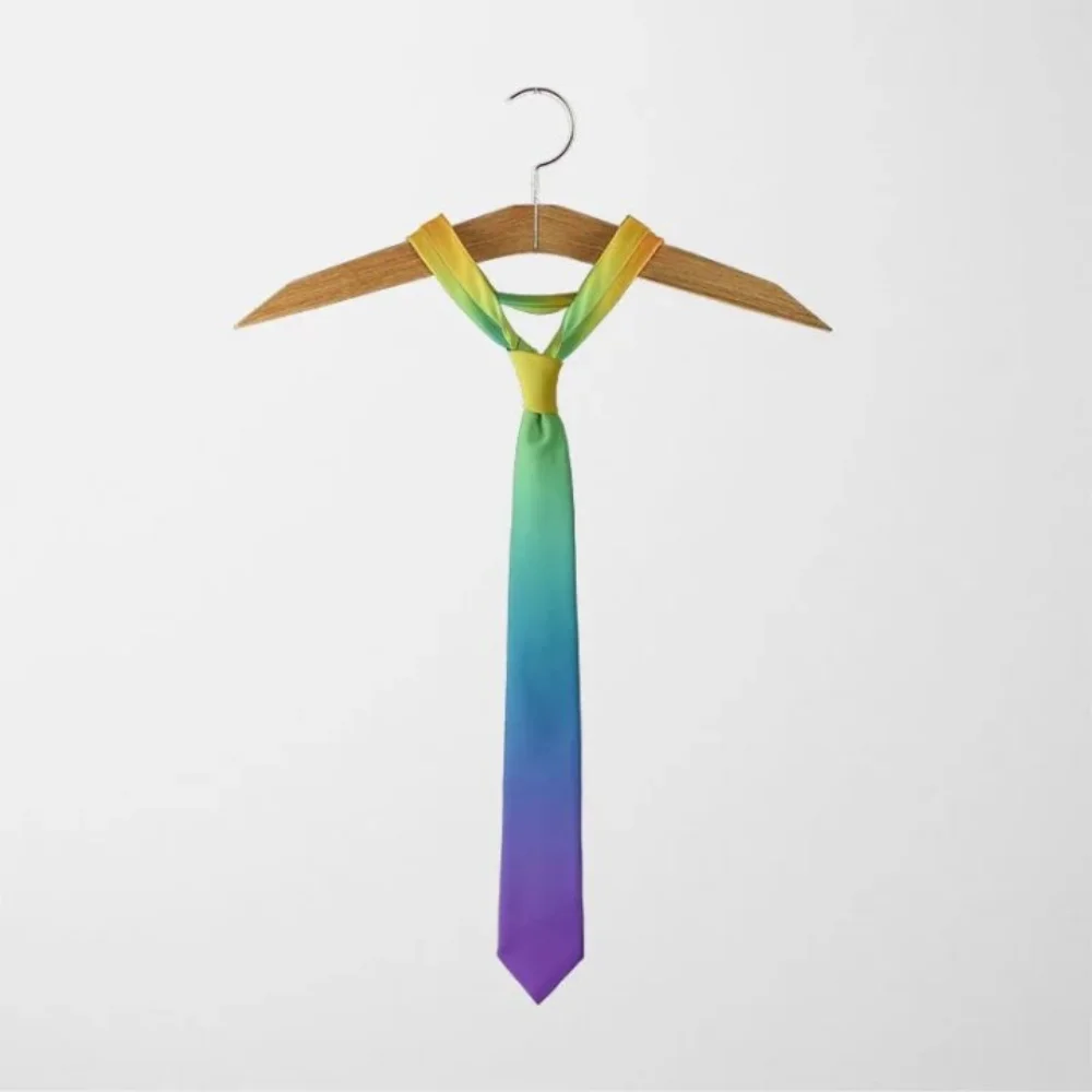 Fashion 8cm Rainbow Tie Adjustable Soft Colorful Tie Hand Tied Narrow Men Necktie Unisex